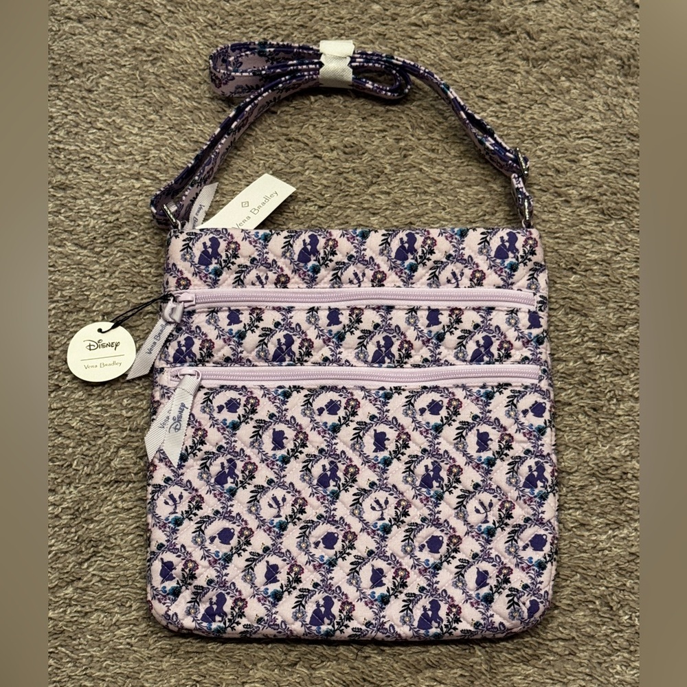 Vera Bradley Beauty & The Beast Belle Floral Cameos triple zip hipster crossbody